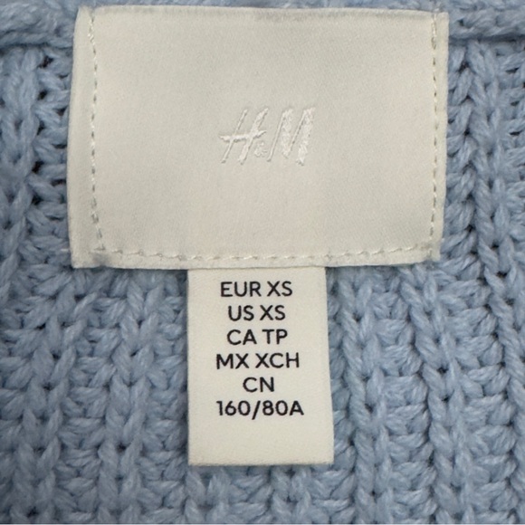 H&M Blue Chunky Knit Button Front Cardigan Women’s XS Cotton Blend - Picture 3 of 6